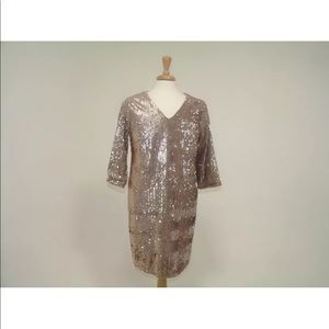 Alfani Sequin Long Sleeve Cocktail V-neck Dress